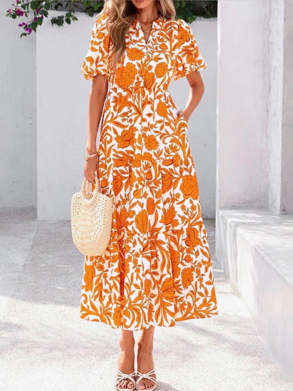 Women’s Orange Floral Amazon dress